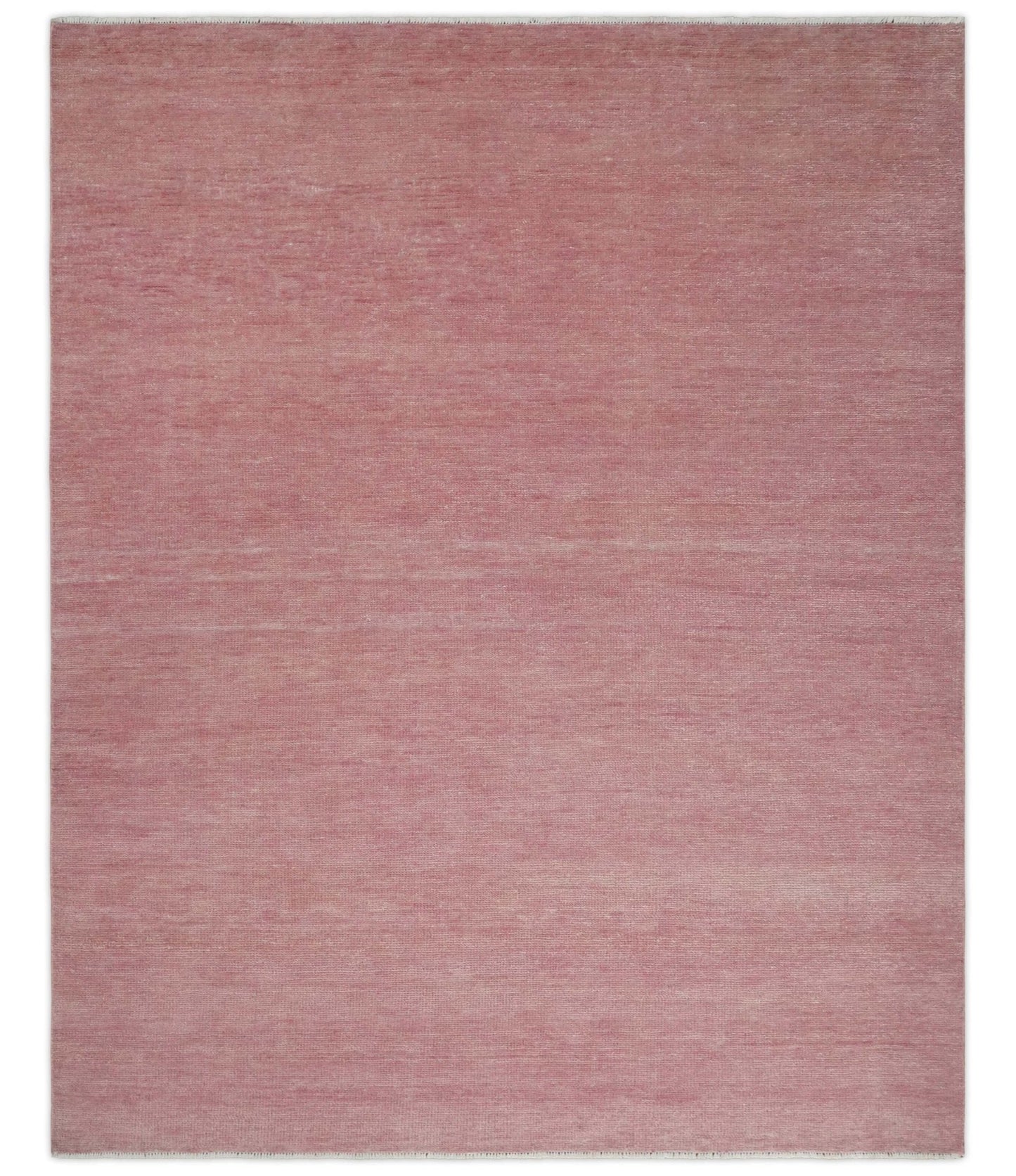 Solid Pink Custom Made Modern Contemporary Hand knotted wool Area Rug