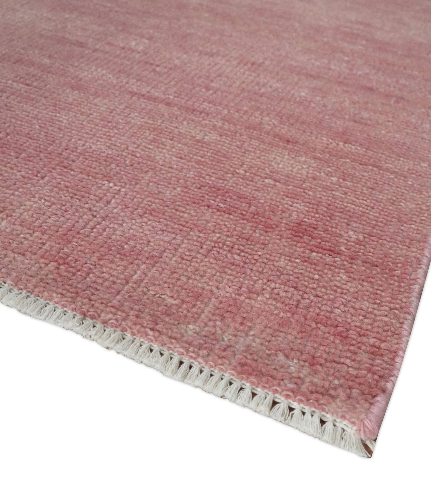 Solid Pink Custom Made Modern Contemporary Hand knotted wool Area Rug