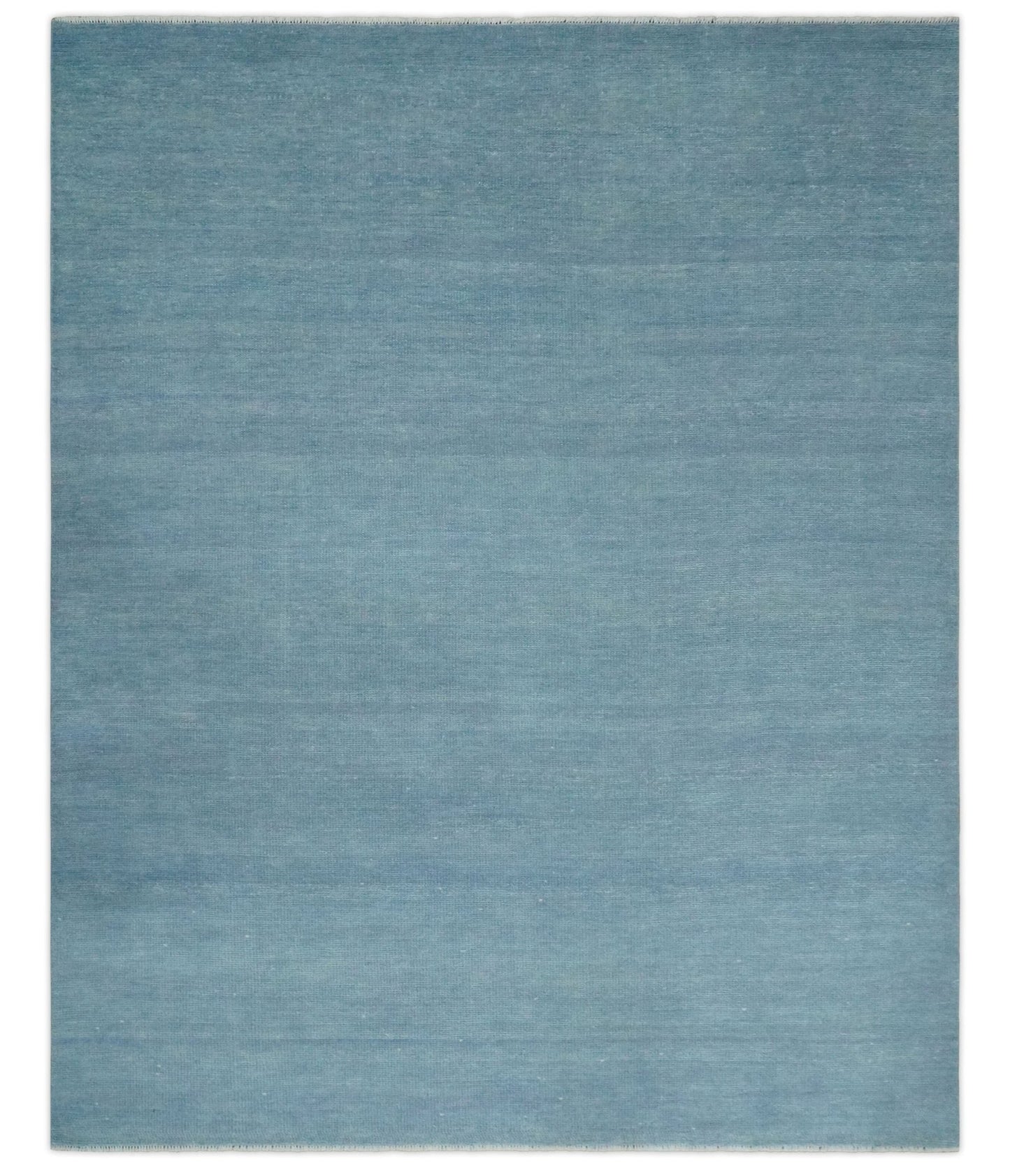 Solid Plane Blue Custom Made Modern Hand knotted wool Area Rug