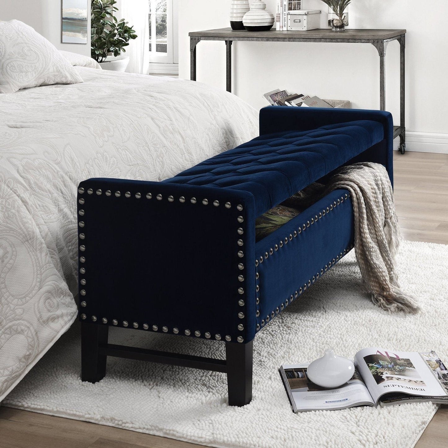 Columbus Velvet Storage Bench