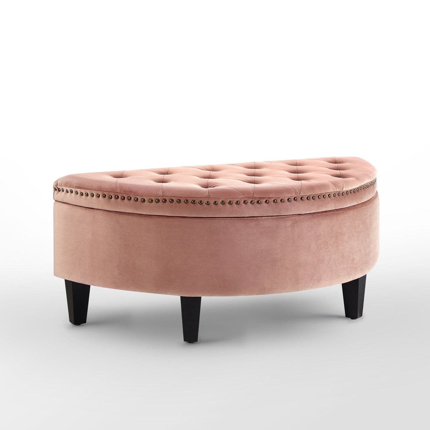 Jolie Half-Moon Velvet Storage Ottoman