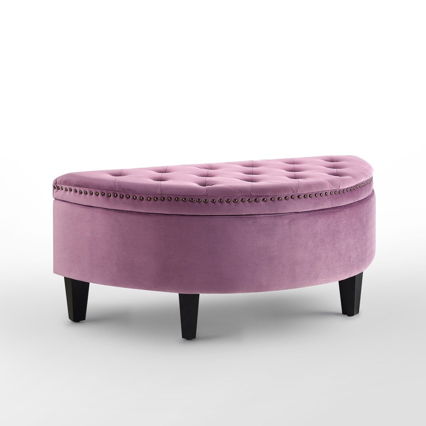 Jolie Half-Moon Velvet Storage Ottoman