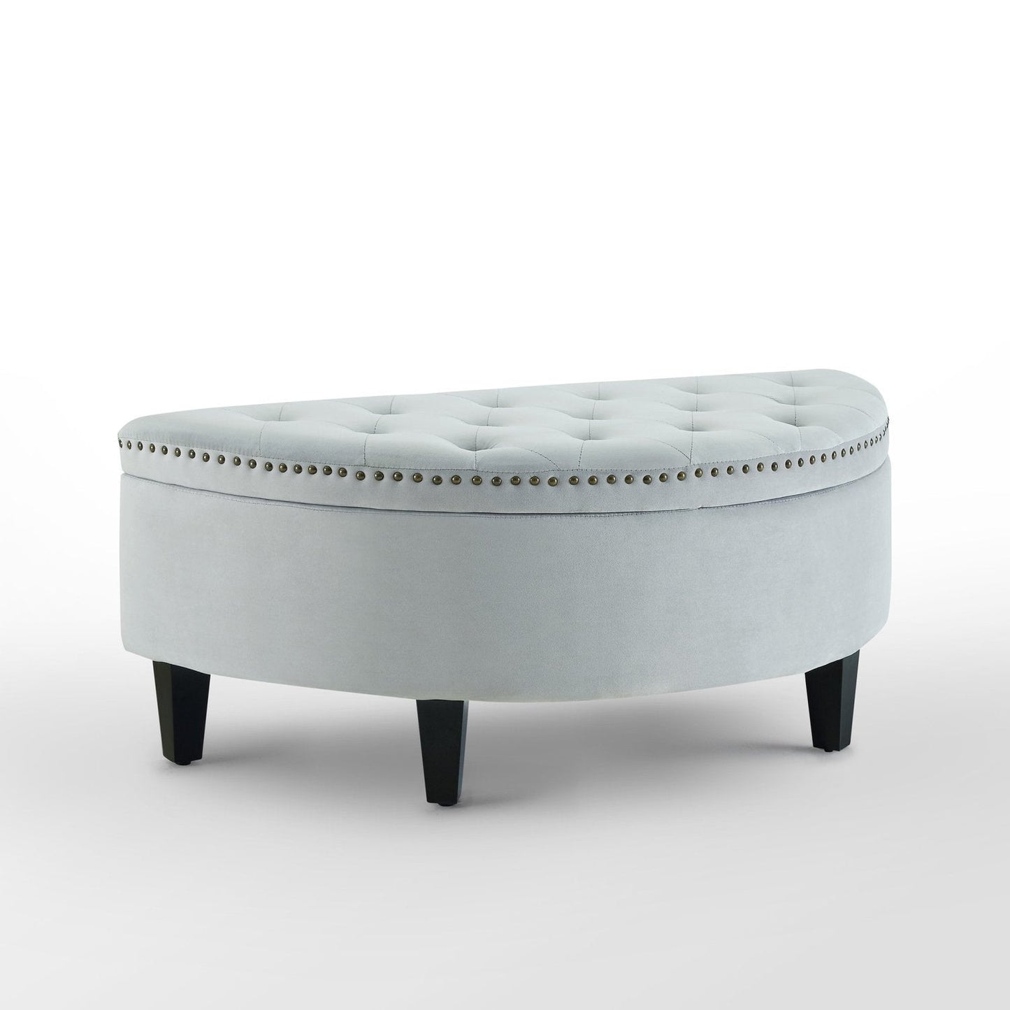 Jolie Half-Moon Velvet Storage Ottoman