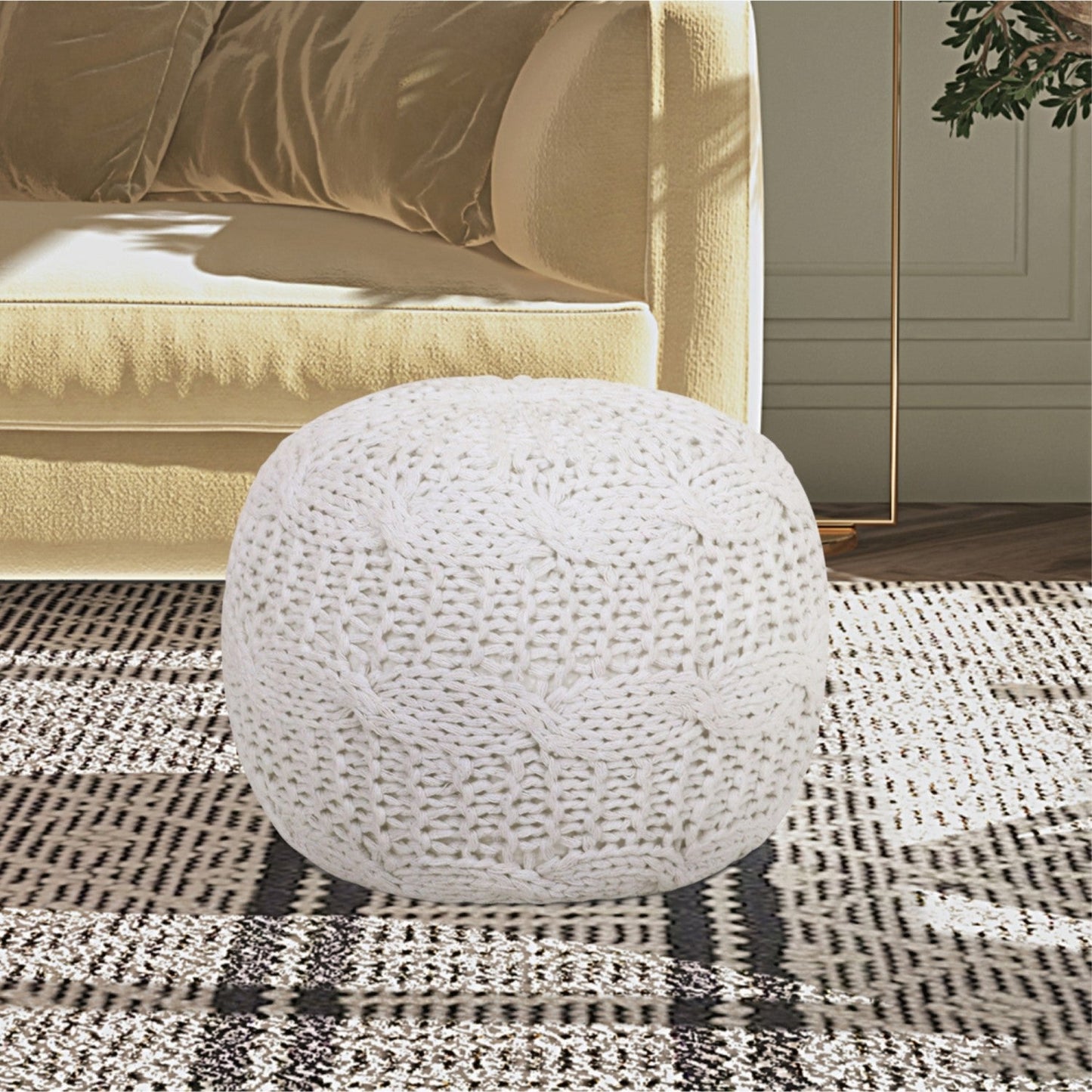 Samiyah Hand Knitted Pouf