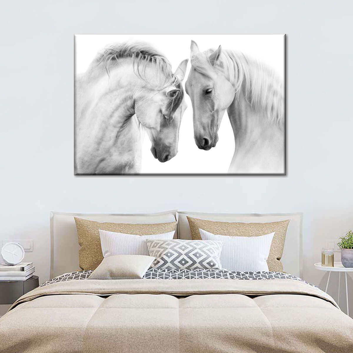 White Horse Couple Wall Art