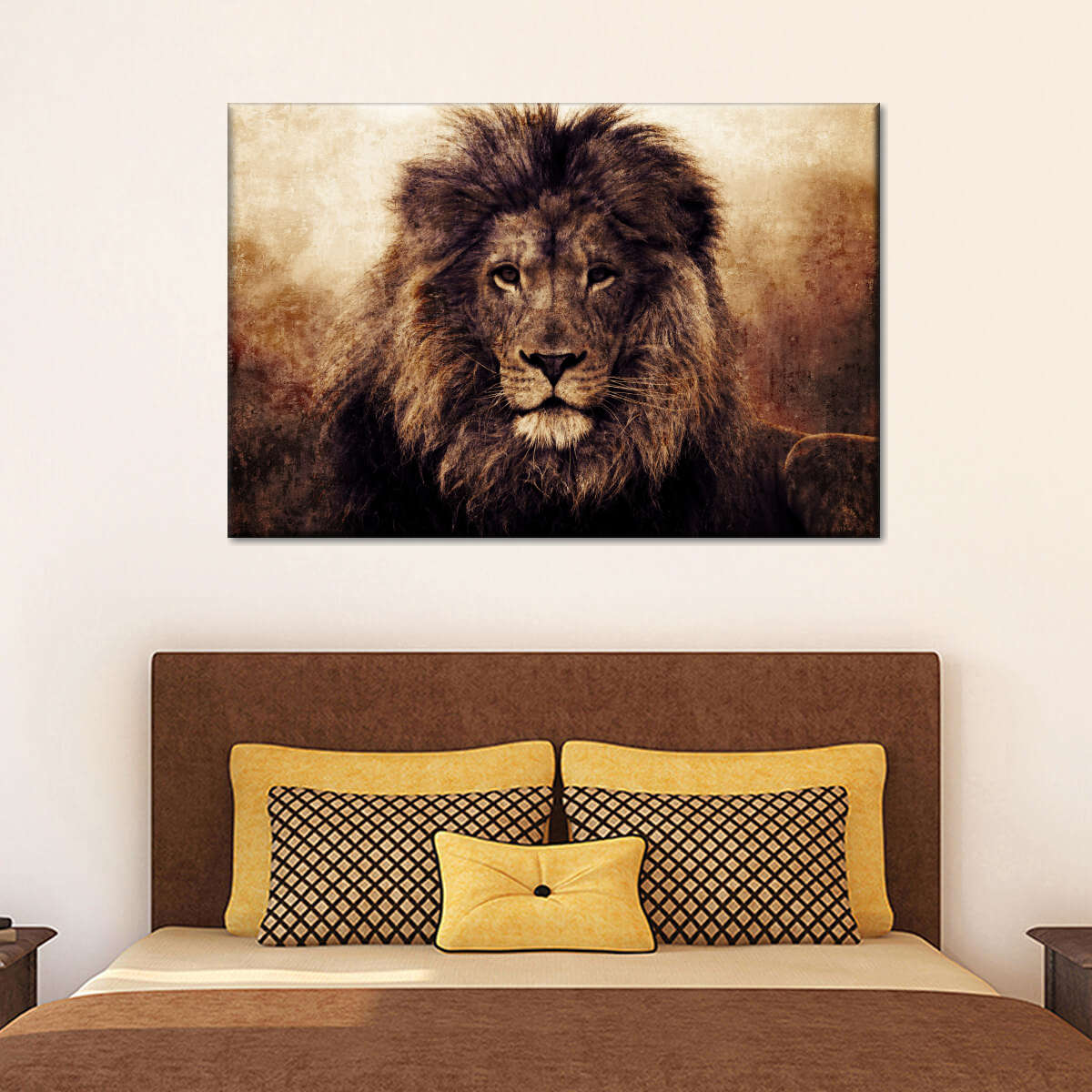 Grunge Lion Head Wall Art