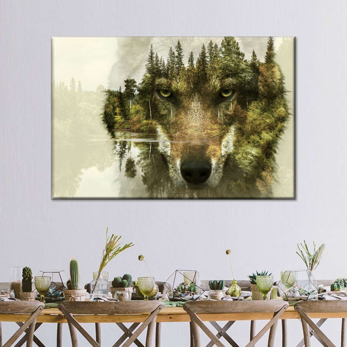 Wolf Head Silhouette Wall Art