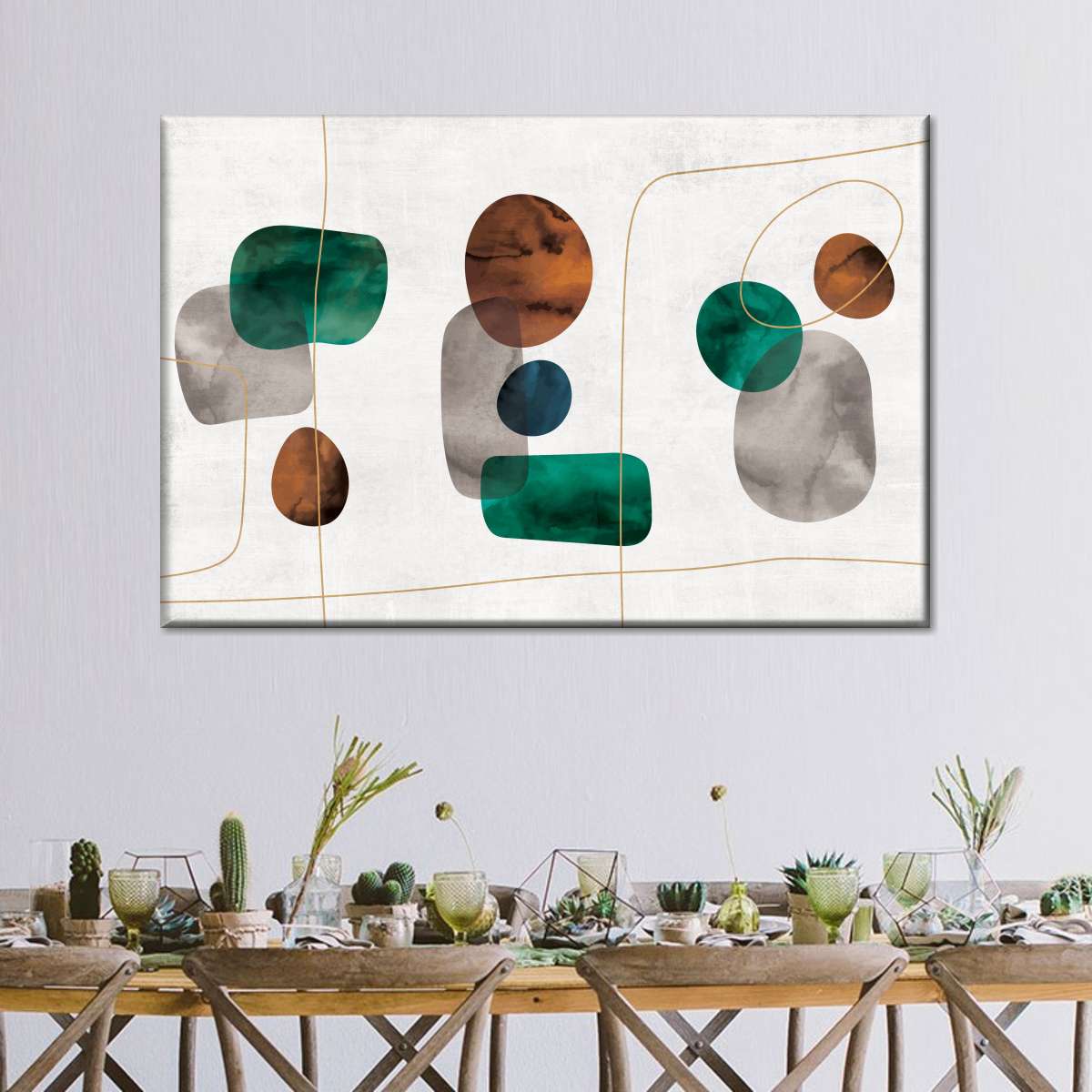 Emerald And Amber Shapes Wall Art