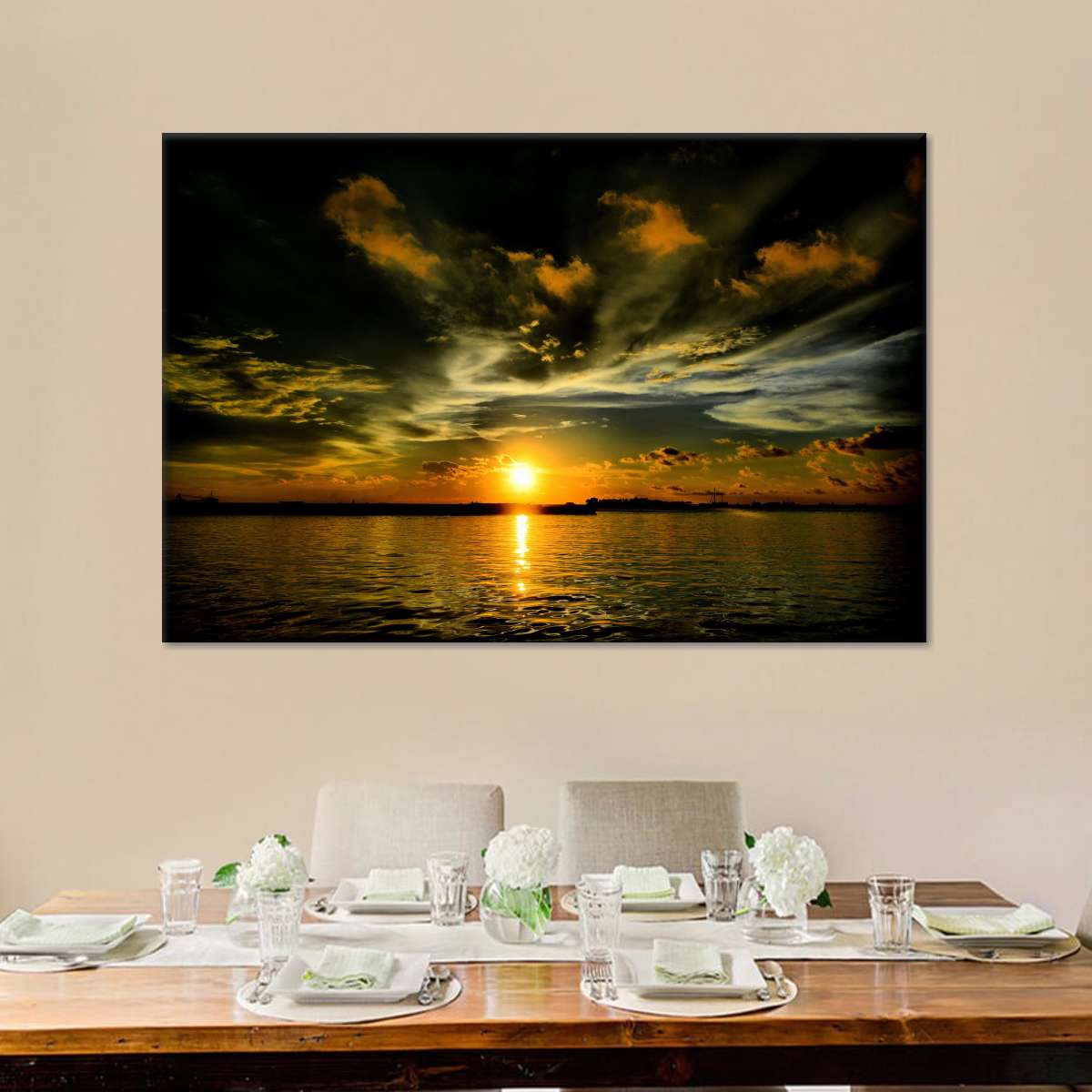 Glowing Beach Sunset Wall Art