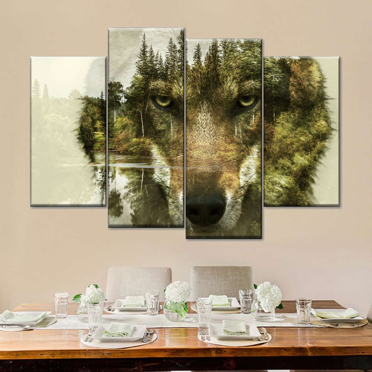 Wolf Head Silhouette Wall Art