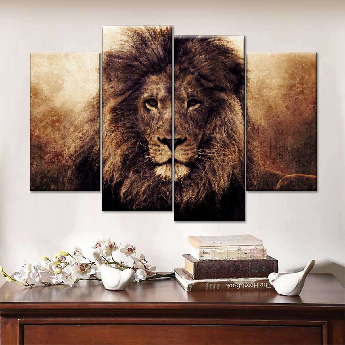 Grunge Lion Head Wall Art