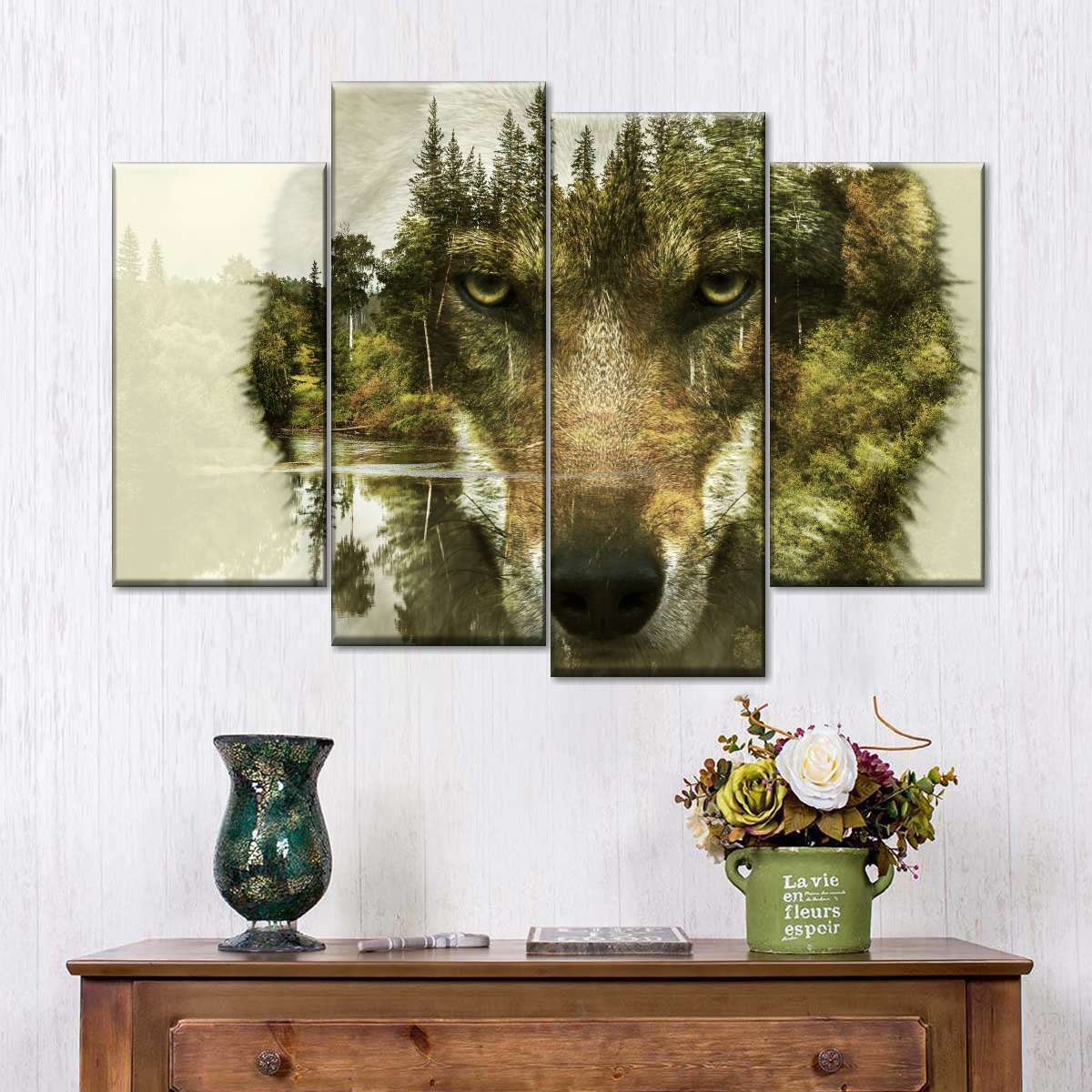 Wolf Head Silhouette Wall Art