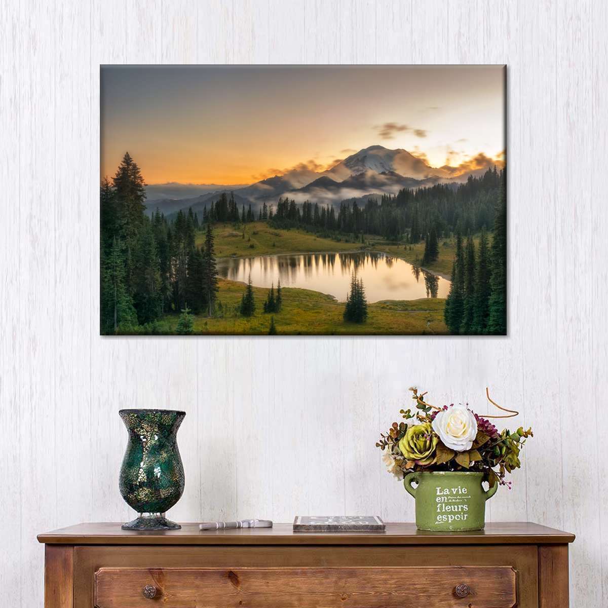 Majestic Sunset At Mount Rainer Wall Art