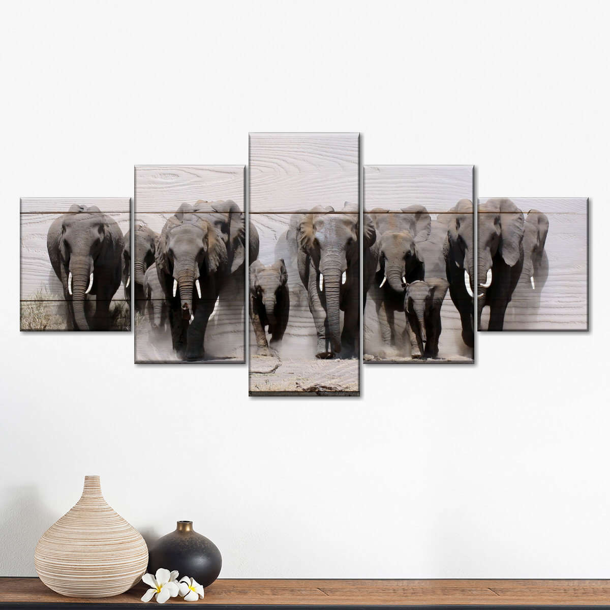 Elephants In Motion Wall Art