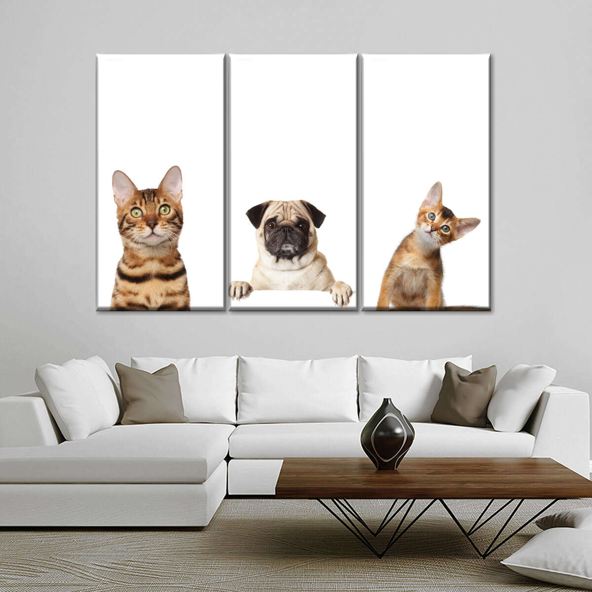 Pug And Cats Wall Art