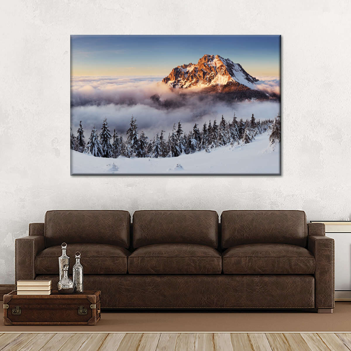 Snow Mountain Sunset Wall Art