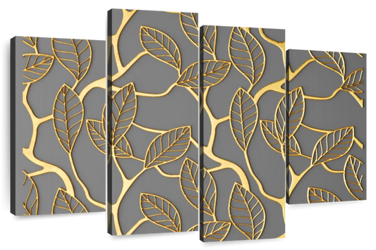 Gold Leaves Lattice Wall Art