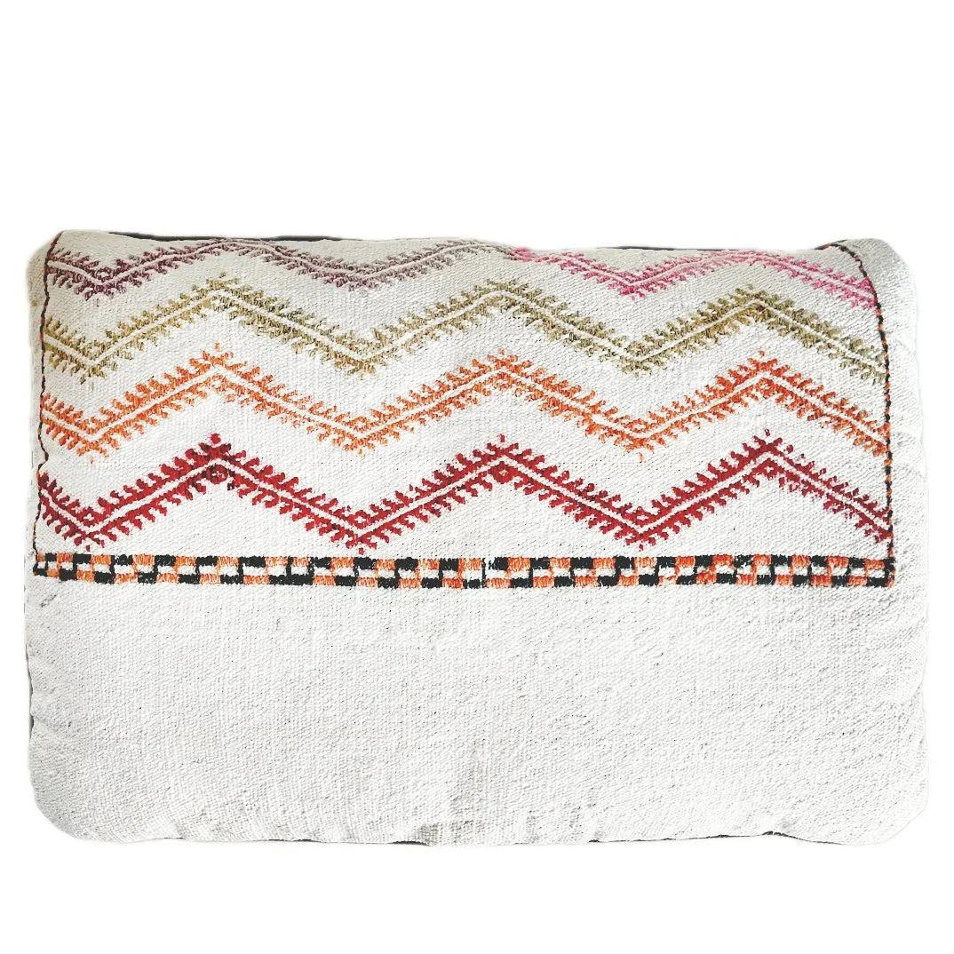 Textured White Throw Pillow With Pops of Color