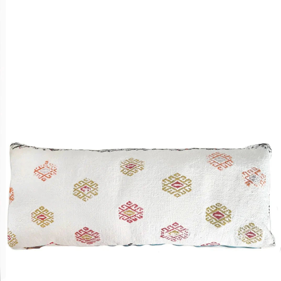 Textured White Throw Pillow With Pops of Color