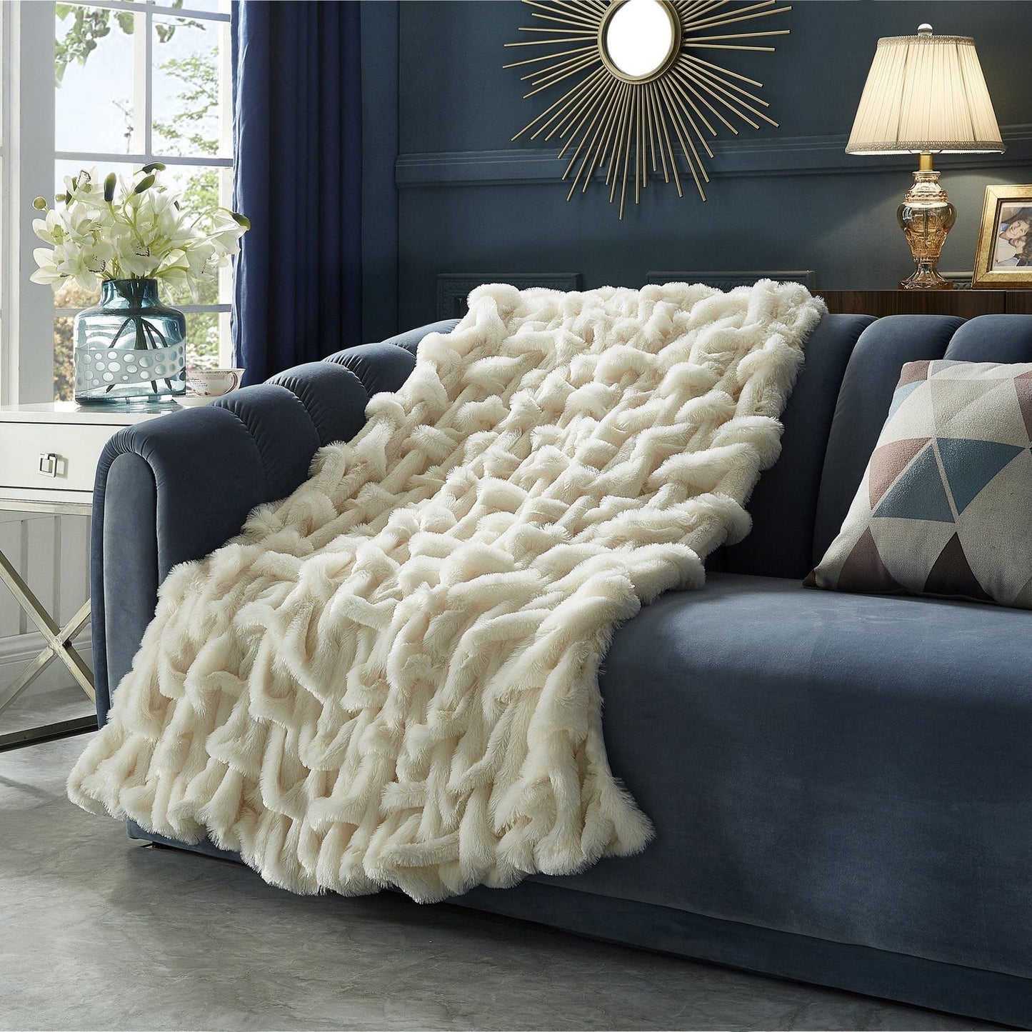 Lmos Stitched Faux Fur Throw