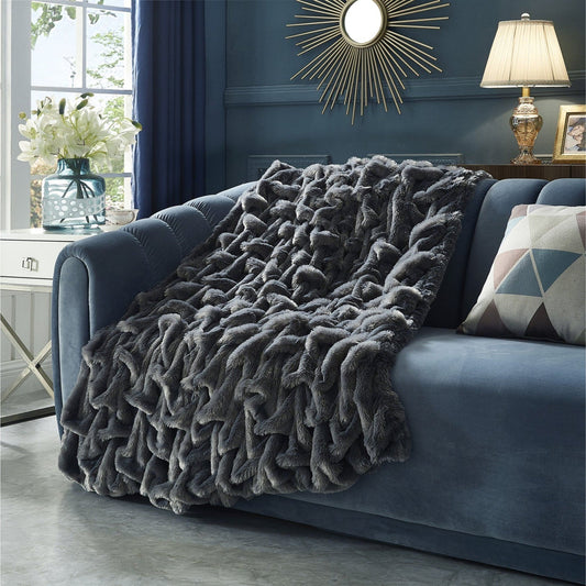 Lmos Stitched Faux Fur Throw