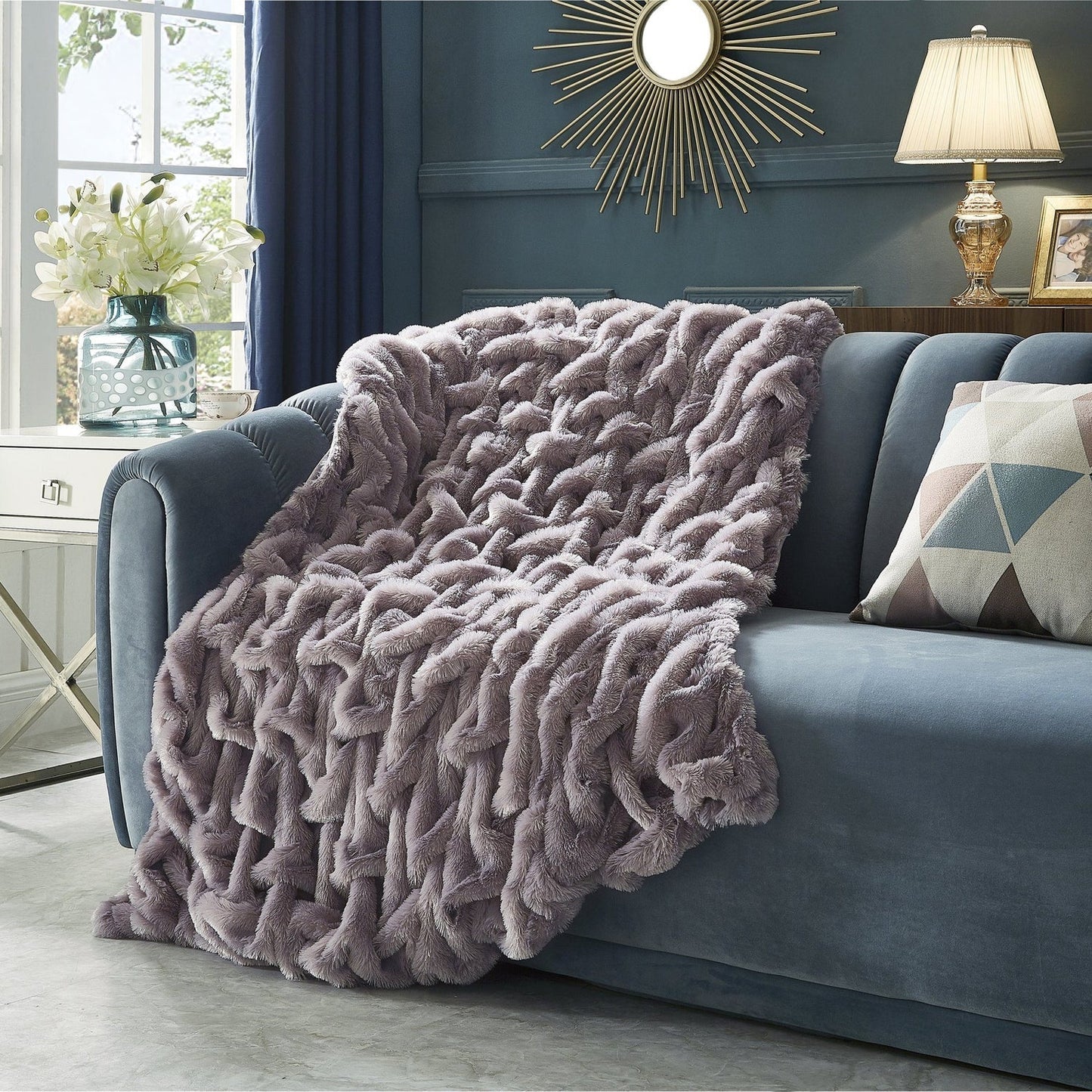 Lmos Stitched Faux Fur Throw