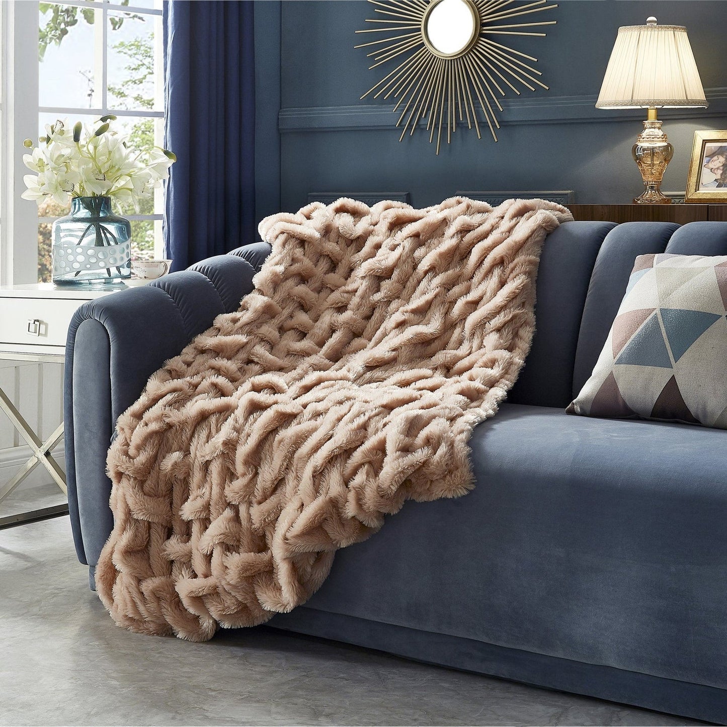 Lmos Stitched Faux Fur Throw