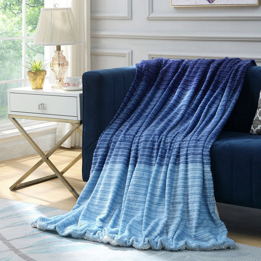 Ombre Flannel Reversible Jacquard Throw