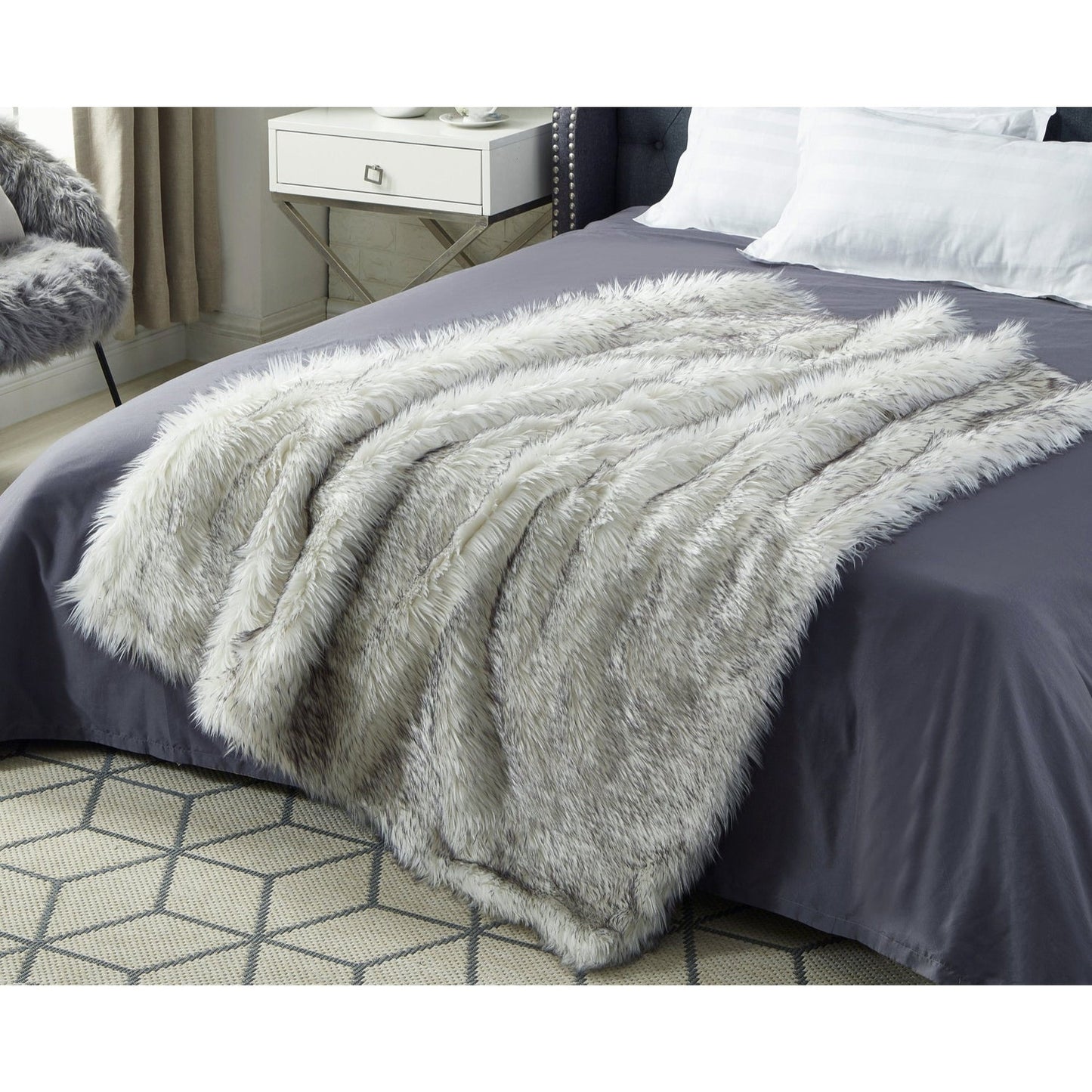 Waleed Faux Wolf Fur Throw