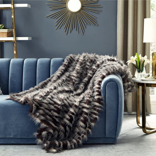 Zakaria Faux Feather Fur Throw