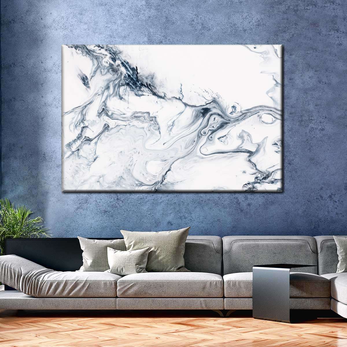 Grey And White Abstract Wall Art