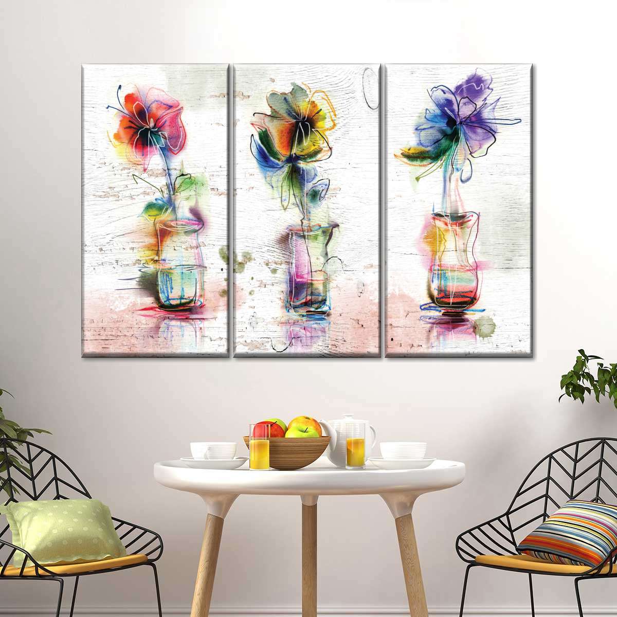 Rustic Colorful Flowers Wall Art