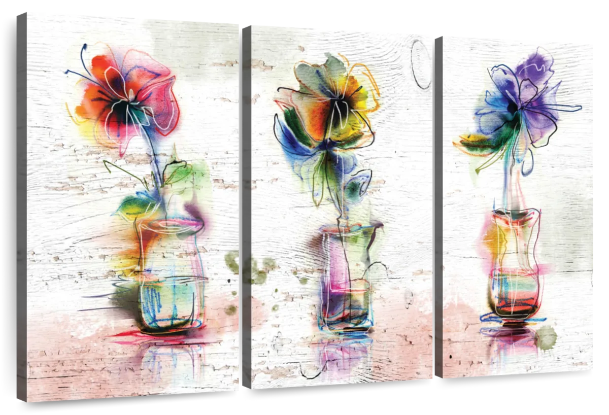 Rustic Colorful Flowers Wall Art