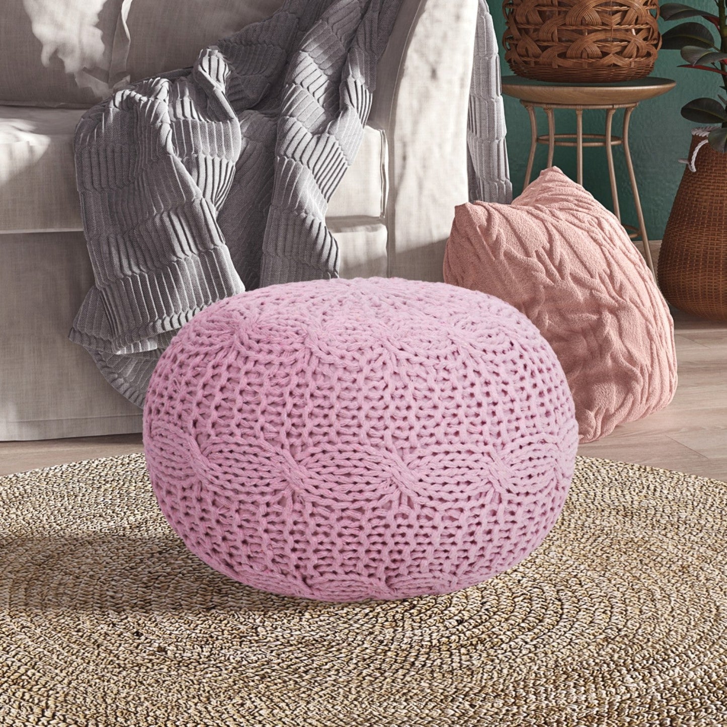 Samiyah Hand Knitted Pouf