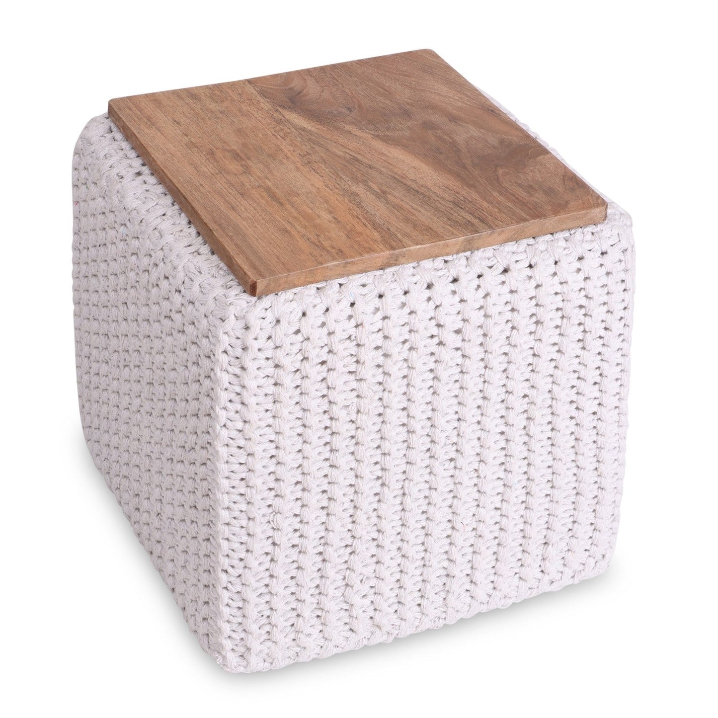 Amayah Pouf with Wooden Tray