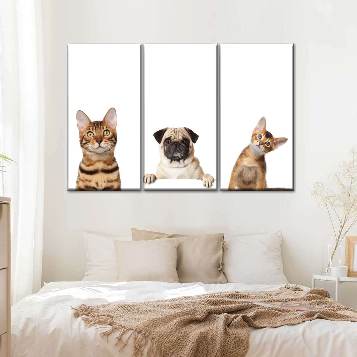 Pug And Cats Wall Art