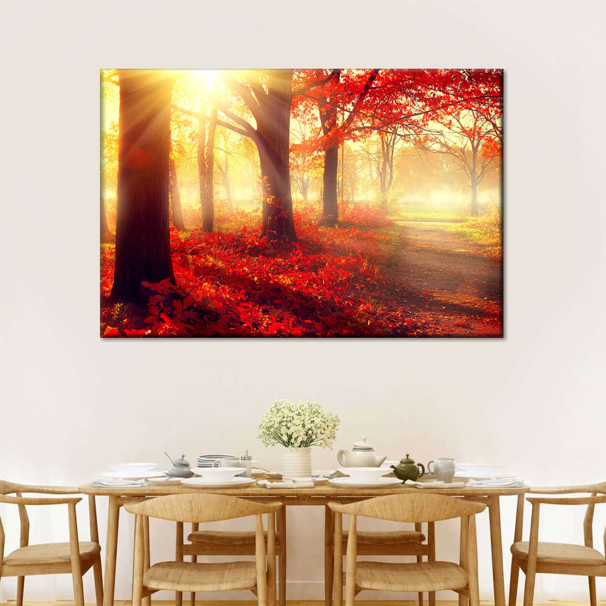 Bright Red Forest Wall Art