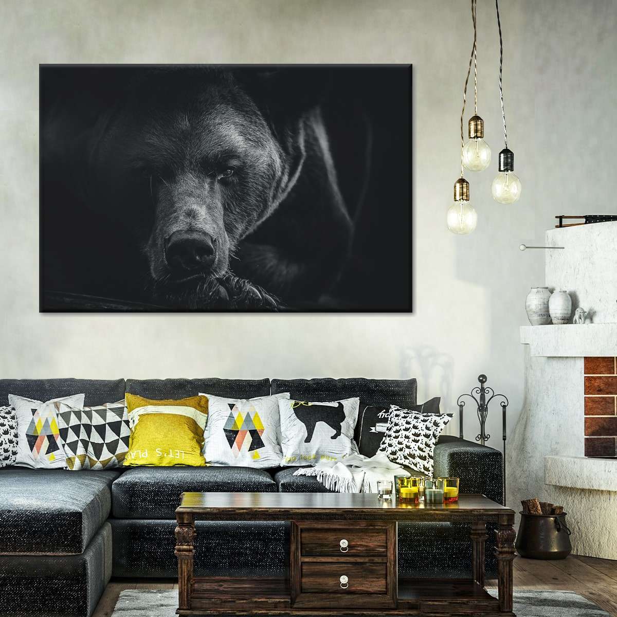 Monochrome Brown Bear Wall Art