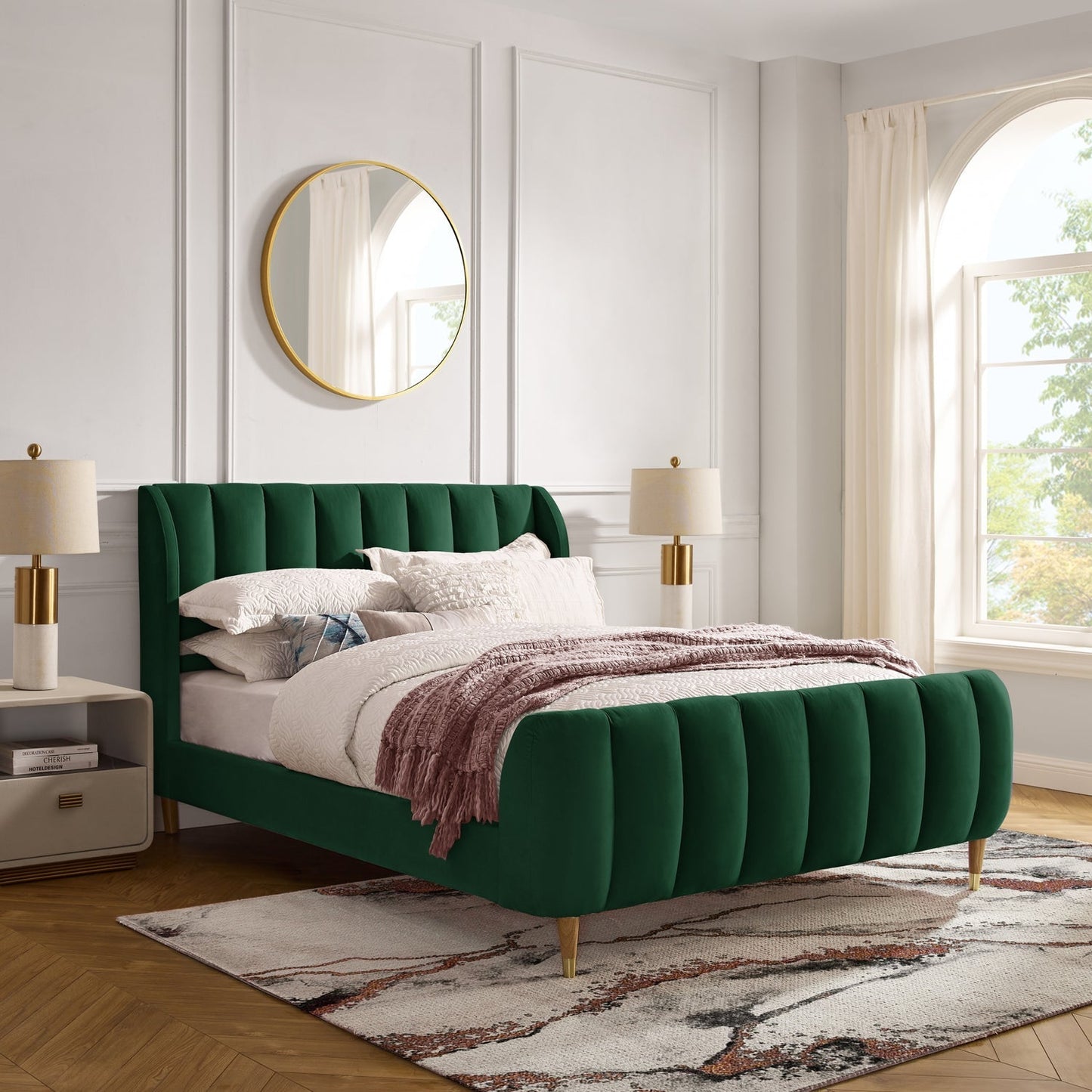 Misael Velvet Platform Bed