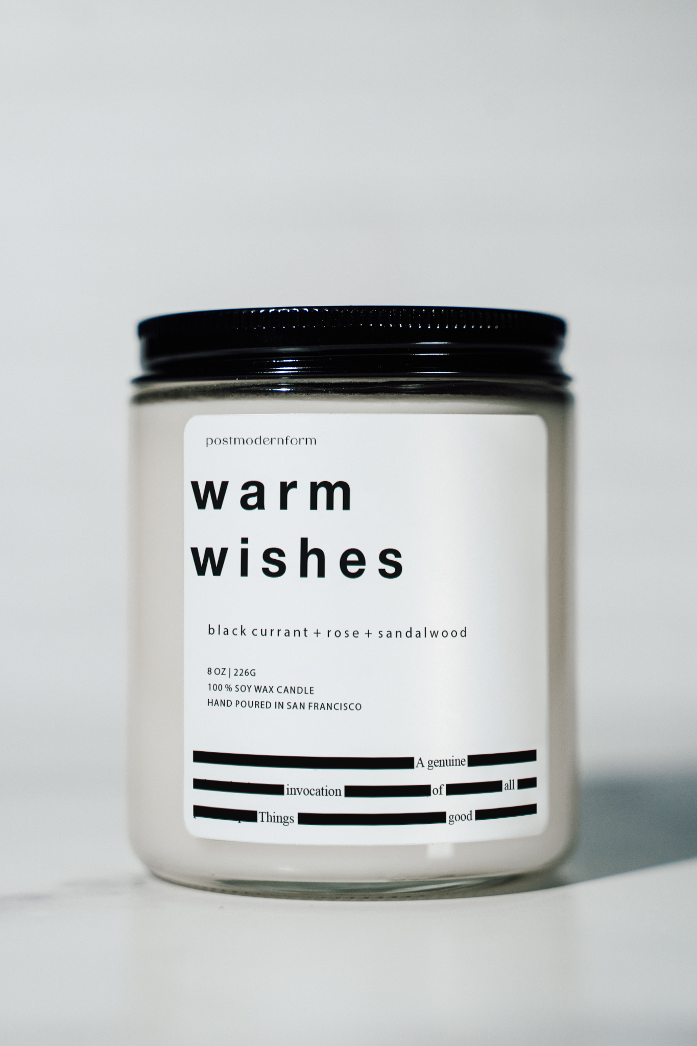 warm wishes / black currant + rose + sandalwood candle