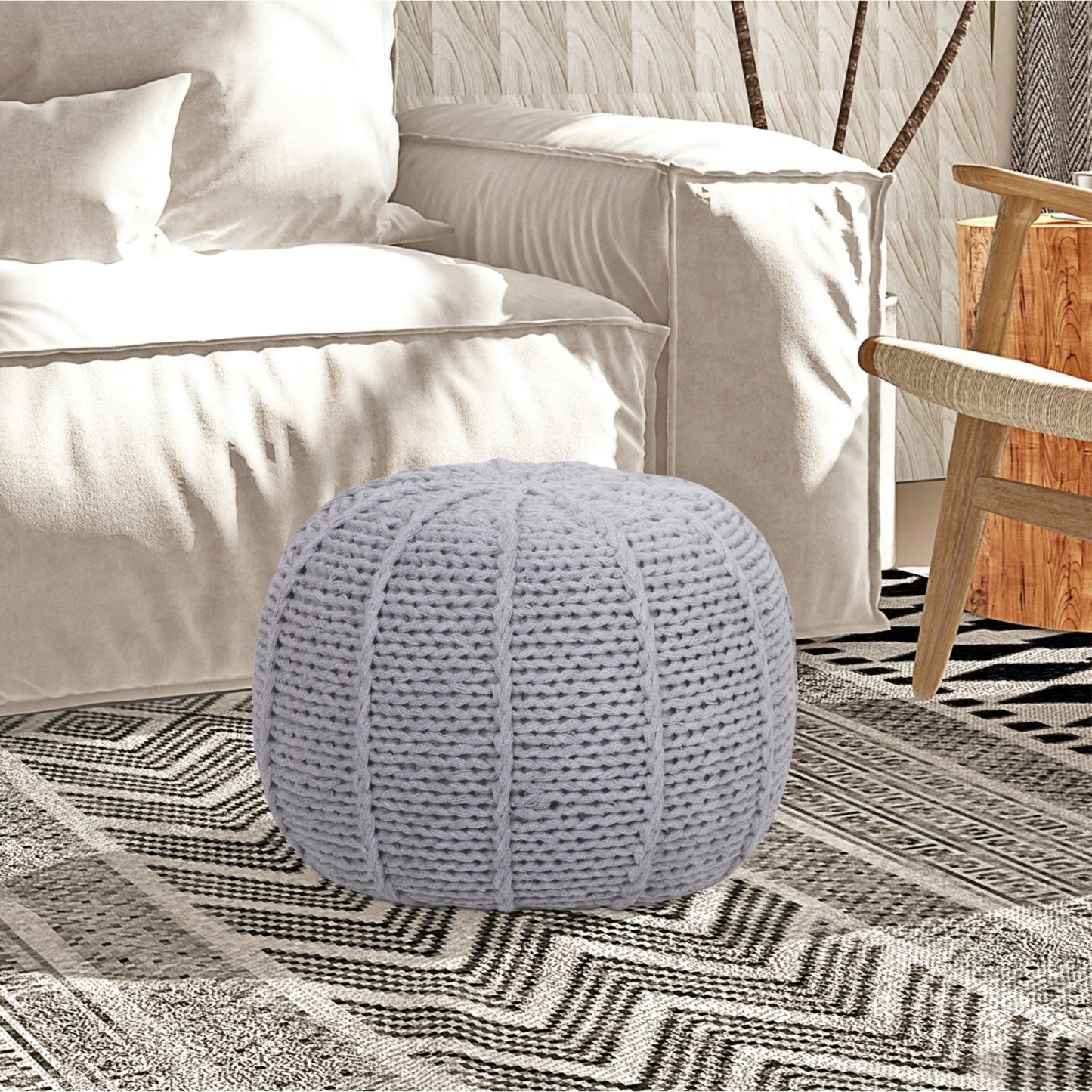 Jonathon Hand Knitted Pouf