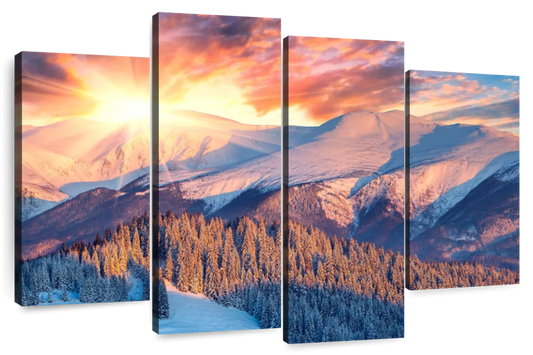 Snowy Mountain Sunrise Wall Art