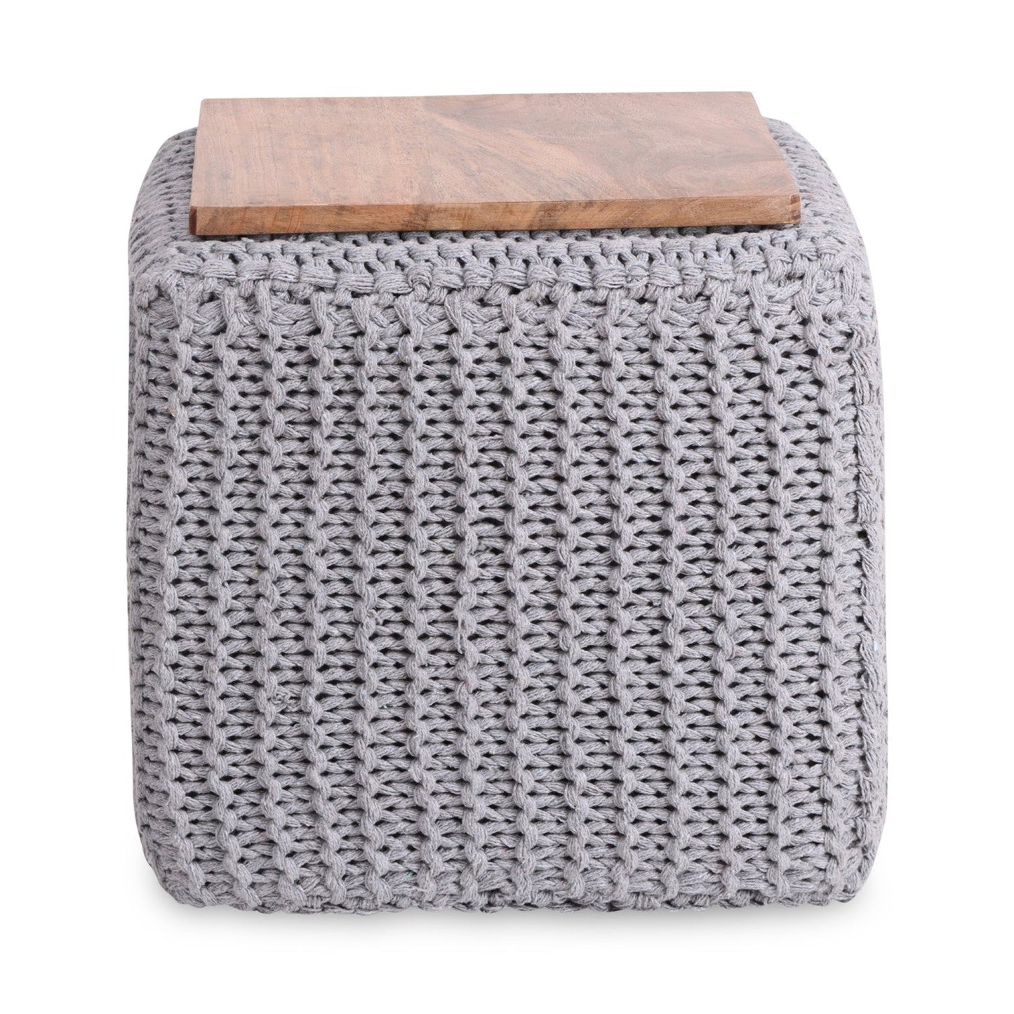 Amayah Pouf with Wooden Tray