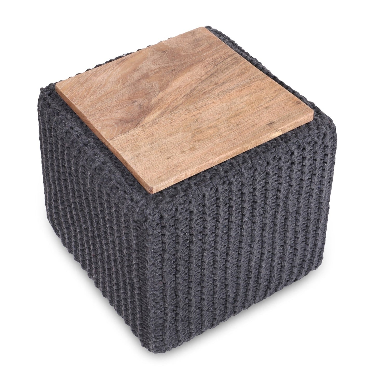 Amayah Pouf with Wooden Tray