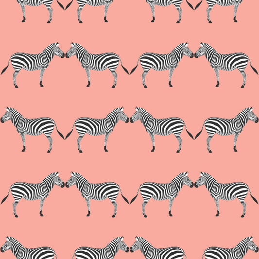 Zebras Light Pink Wallpaper