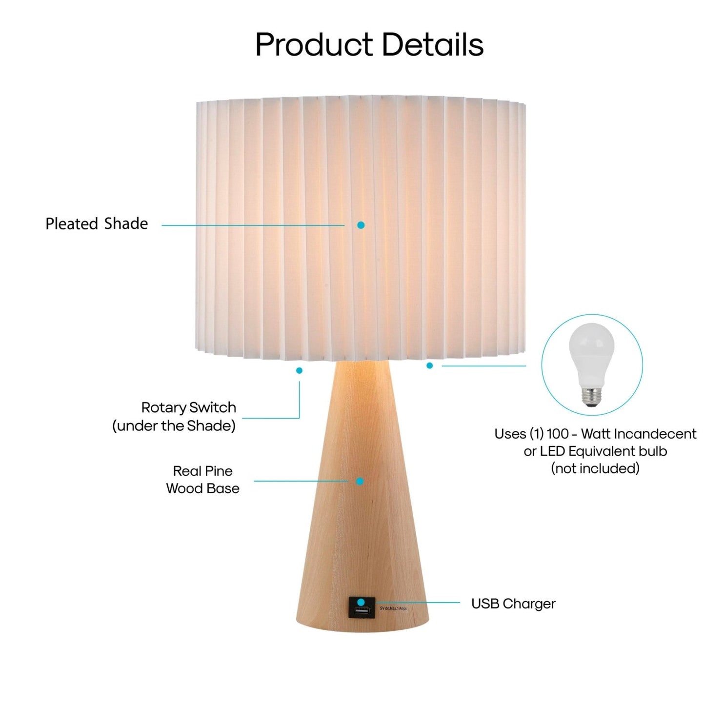 Maylee Table Lamp with USB Port