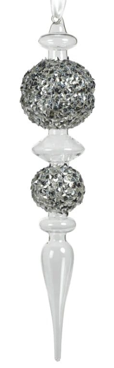 Dazzle Glass Ornament - Silver