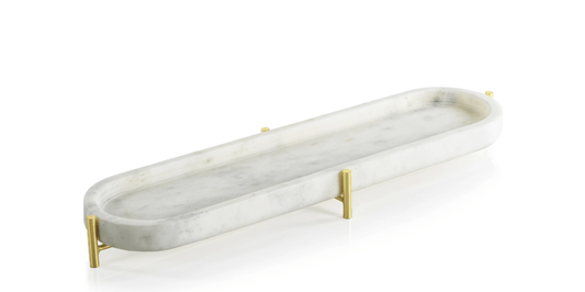 Palomar Marble Tray on Metal Stand - Large