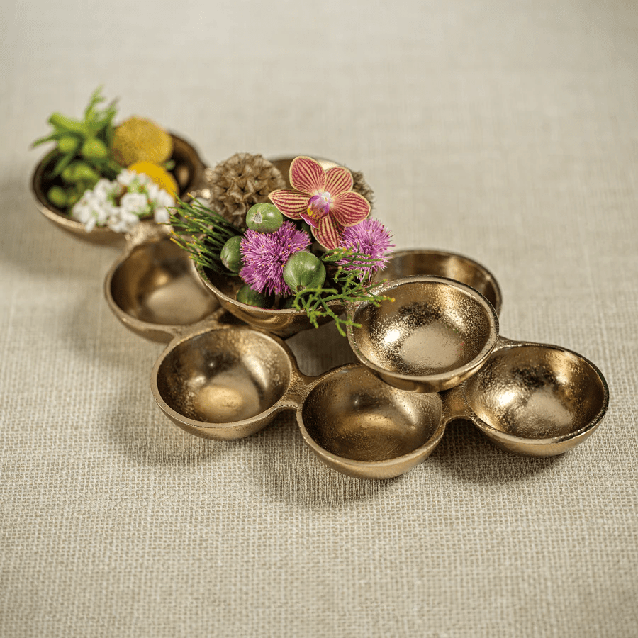 Small Cluster of Nine Serving Bowls - Dark Gold