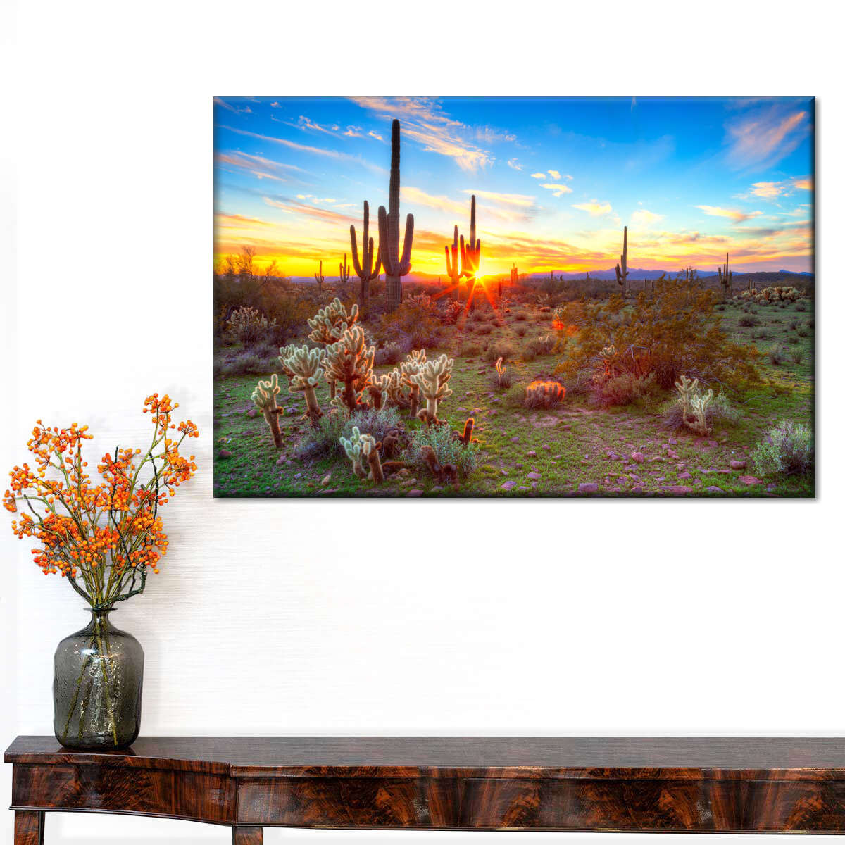 Desert Cactus Sun Ray Wall Art